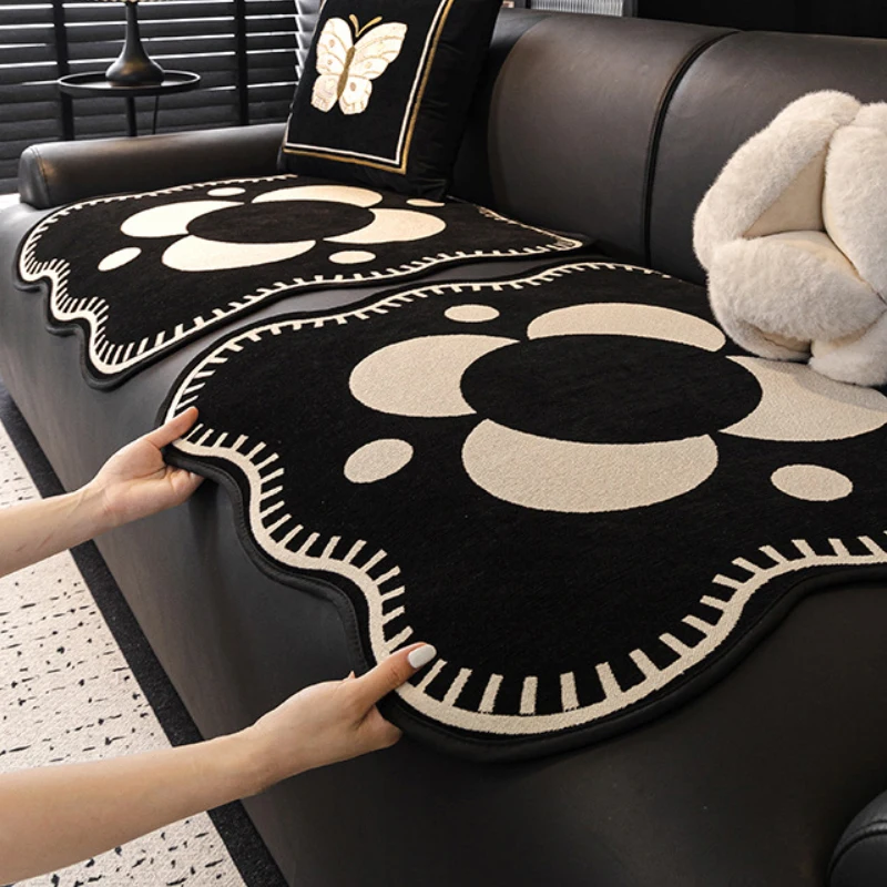 60/70/80cm Chenille Jacquard Single Piece Sofa Cushion Sofa Towel Home Decor Leather Sofa Non-slip Pad Four Seasons Universal