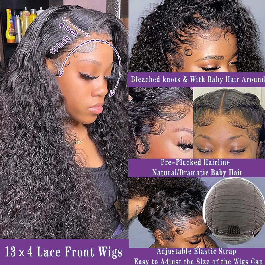 Jerry Curly 4x4 Closure Wigs 13x6 Lace Front Human Hair Wig For Women Glueless Wig Human Hair Ready to Wear Kinky Curly Wig 250%