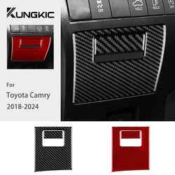 Real Soft Carbon Fiber For Toyota Camry 2018 2019 2020 2021 2022 2023 2024 LHD RHD Car Driver Side Storage Box Handle Panel Trim