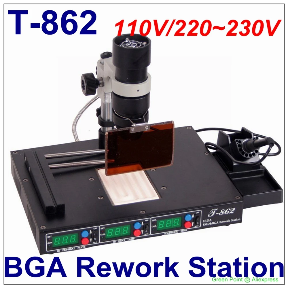 

New Soldering Iron PUHUI T-862 IRDA SMD BGA IR Rework Station Rework Machine Soldering Welder Infrared SMT Welder Repair Machine