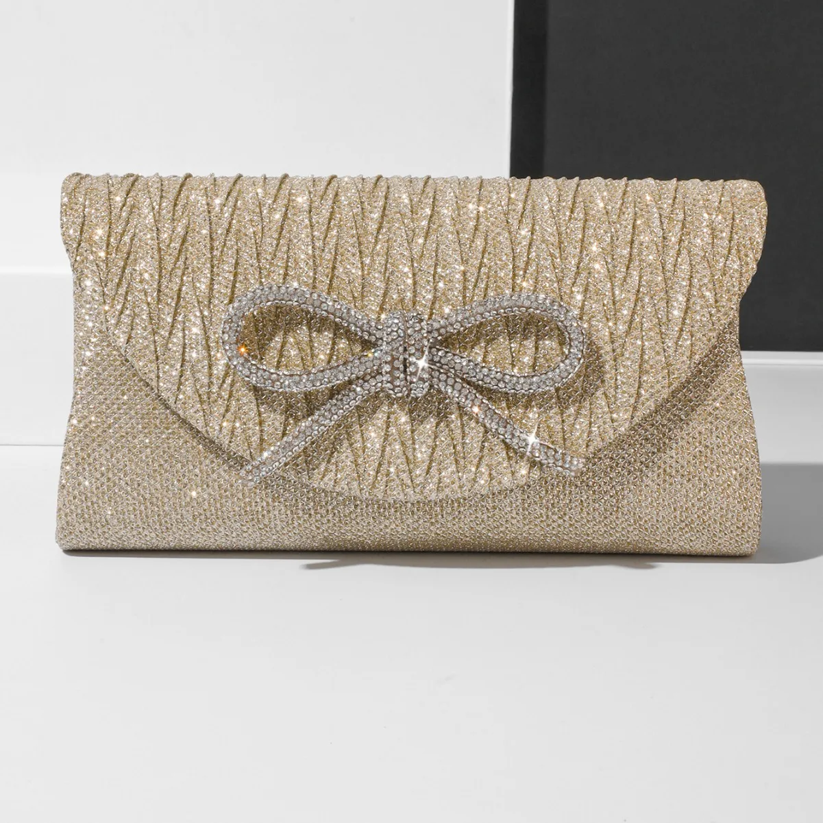 

Glitter Envelope Handbags Women Shiny Bow Diamonds Long Purse Female Fashion Day Clutch Bling Bridal Wedding Party Evening Bag