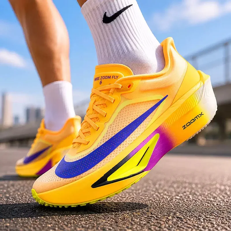 Nike Carbon Plate Running Men's Sports Shoes - ZOOM FLY 6 Cushioning Training Shoes - Authentic Product FN8454-800