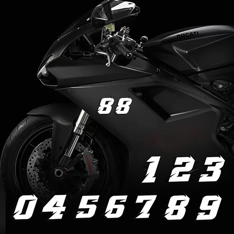 JDM Style 0123456789 Numbers DIY Racing Driver Number Waterproof Motorcycle Stickers for Yamaha Kawasaki SUZUKI KTM BMW Vespa