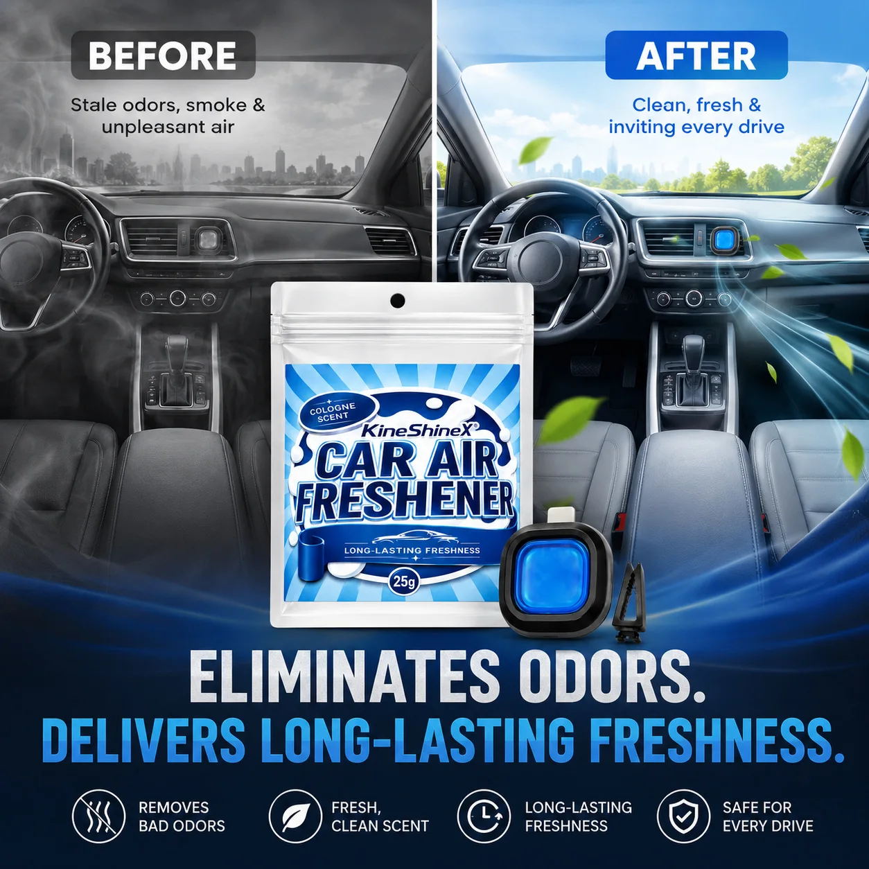 Car Air Freshener Cologne Scent –Long-Lasting Vent Clip Odor Eliminator for Clean,Fresh Cabin Air,for Car Air Conditioner Outlet