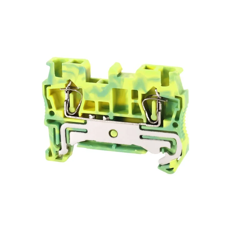 

10Pcs ST2.5/4/6/10PE DIN Rail Earth Terminal Block, Yellow-Green Spring Clamp for Tool-Free Grounding
