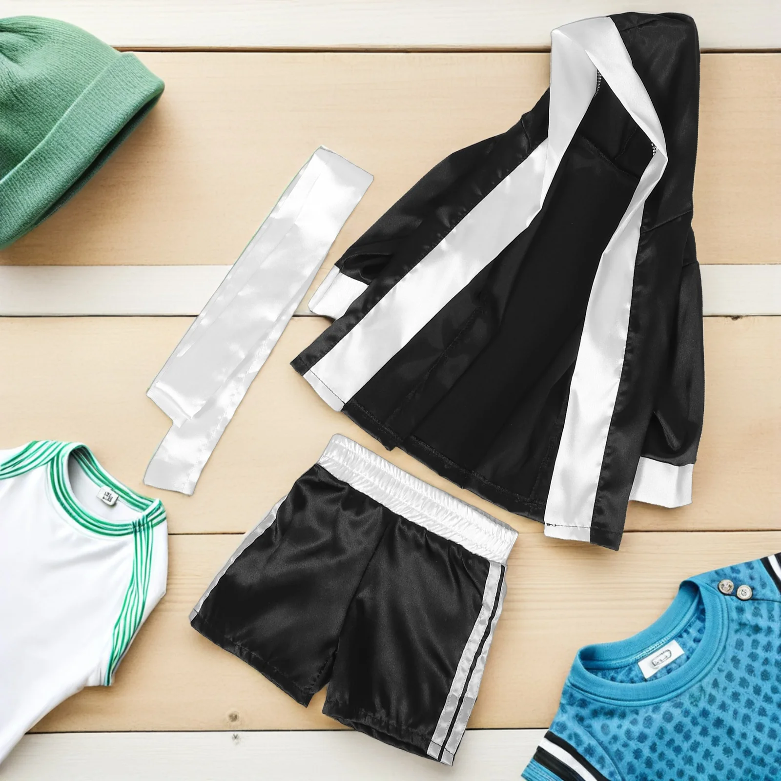 

1 set 1 Set Newborn Boxing Outfit Baby Costume Photography Prop For Infant Girl Boy Soft Breathable Fabric Cute Trunks Robe Set