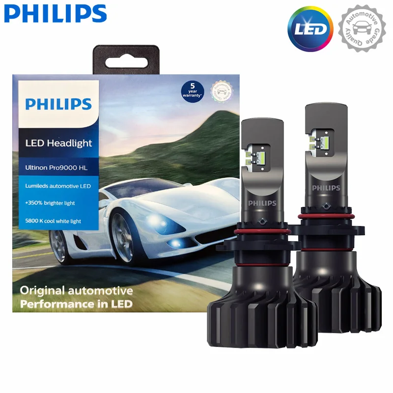 Philips Ultinon Pro9000 New Gen2 HB3 HB4 9005 9006 LED +350% Bright Auto Lamps 5800K White Lumileds LED 20W LUM11005U90X2, 2X