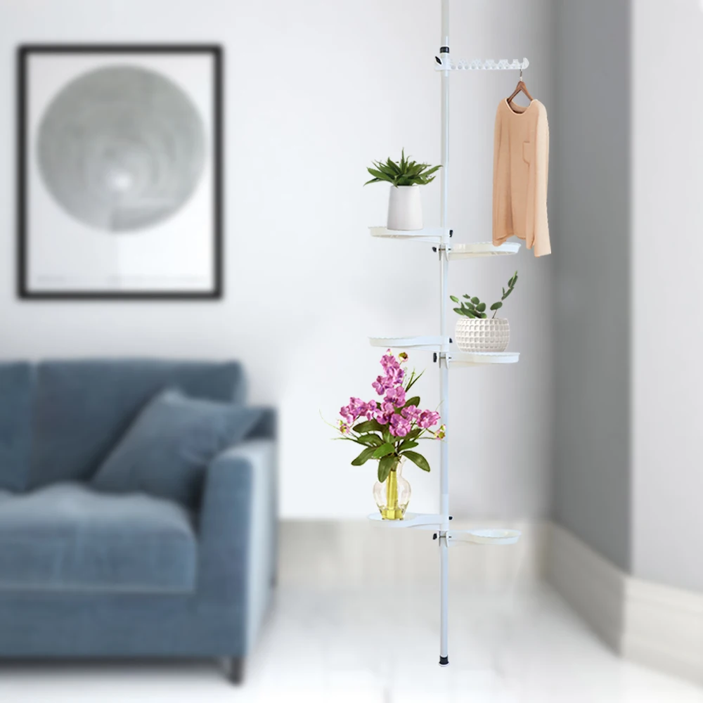 7-Layers Tension Pole Plant Stand Flower Decor Rack Storage Stand Adjustable Height for Bathroom,Bedroom, Balcony, Kitchen