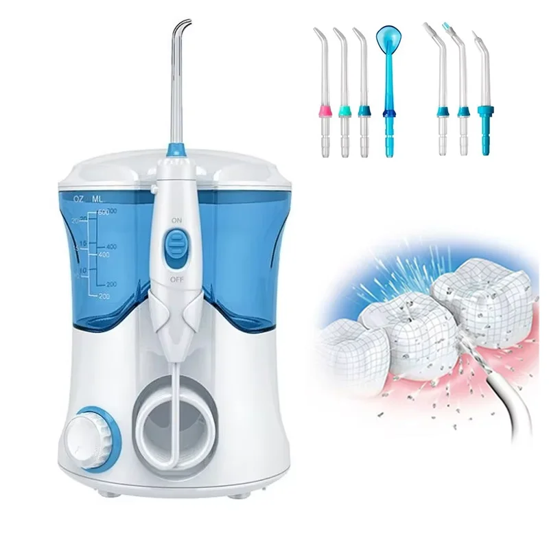 Munddusche mit 7 Spitzen, 600 ml, Wasserflosser, tragbare Zahnwasserflosser, Mundpflege für