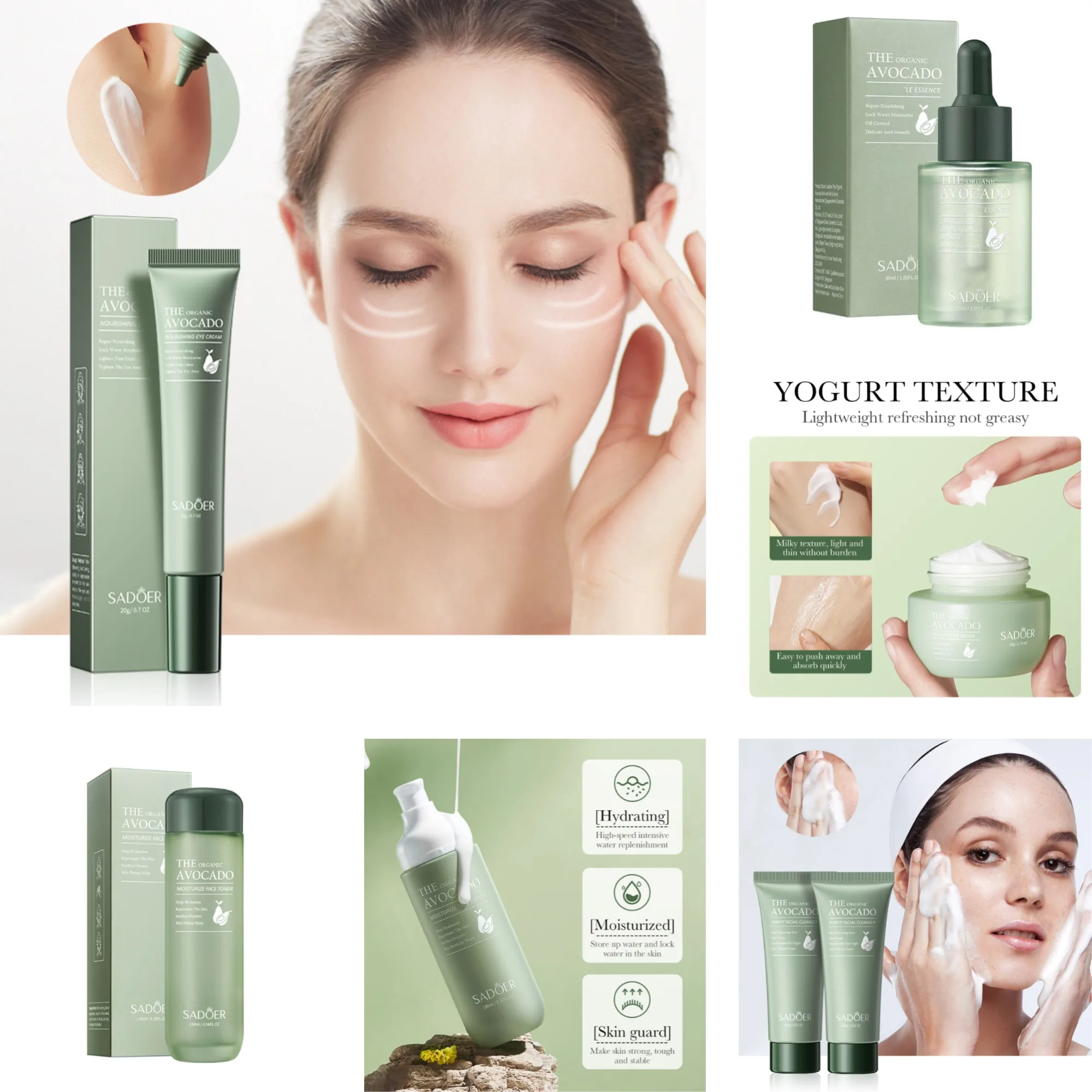

30ML SADOER Avocado Serum Anti-aging Face Care Set Moisturizing Hydrating Serum Smoothing Brightening For Eye Skin Care