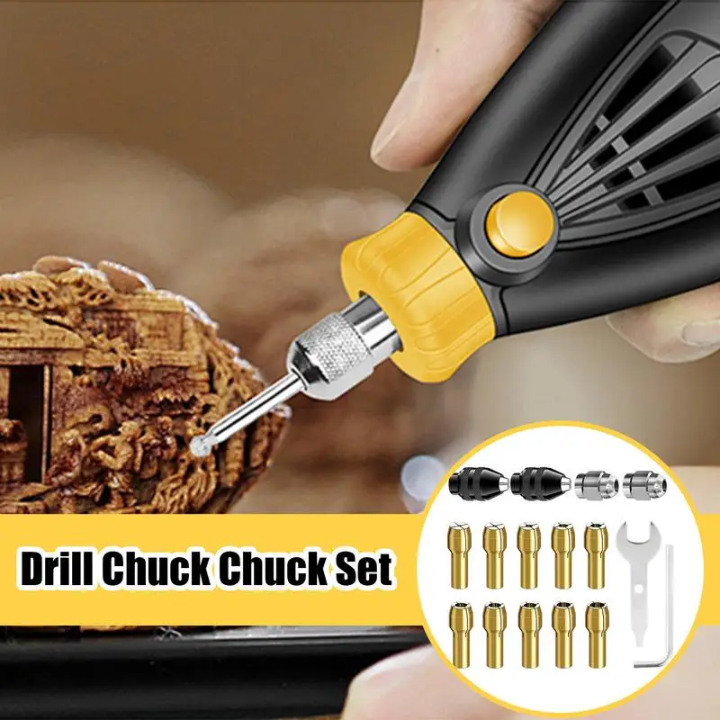 Chuck Collet Set Brass Rotary Tool Chuck 1/32-1/8 Inch Keyless Shank Replacement For Rotary Tools Electric Grinder Accessories