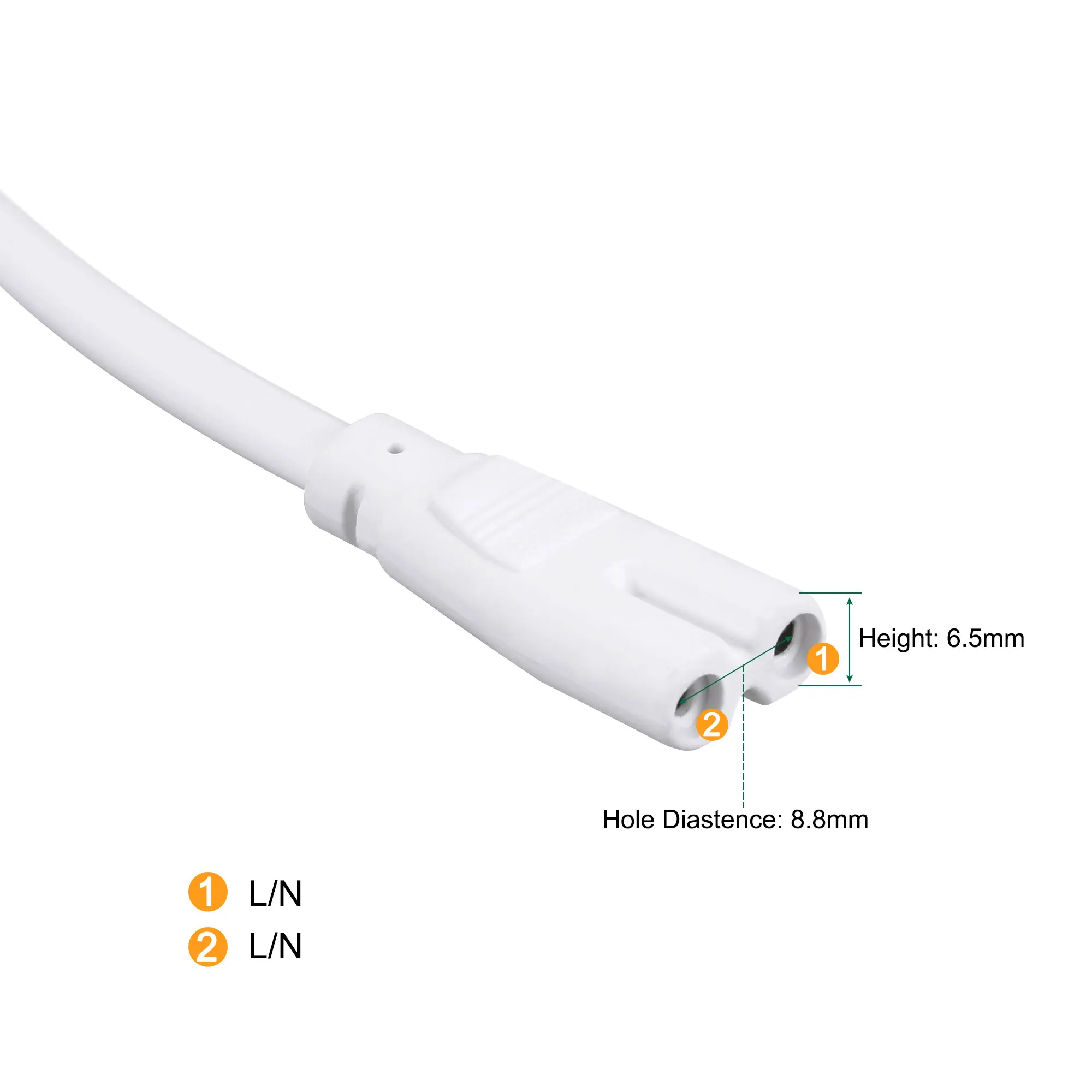 1Pcs T5 T8 LED Tube Power Extension Cable with On/Off Switch 2 Pin 5M Length Wire White for LED Integrated Light Tube Fixture