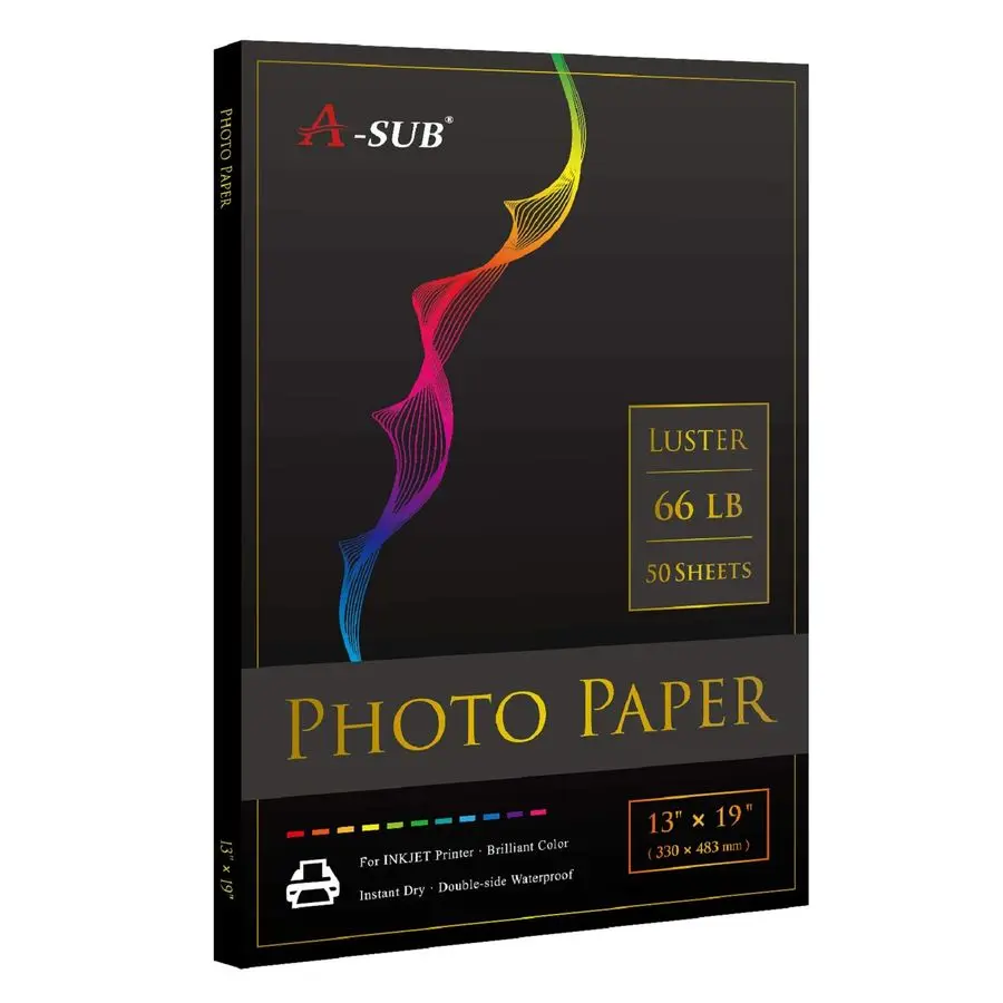 Premium Photo Paper Luster 13x19 Inch 66lb for Inkjet Printers 50 Sheets, Single Sided