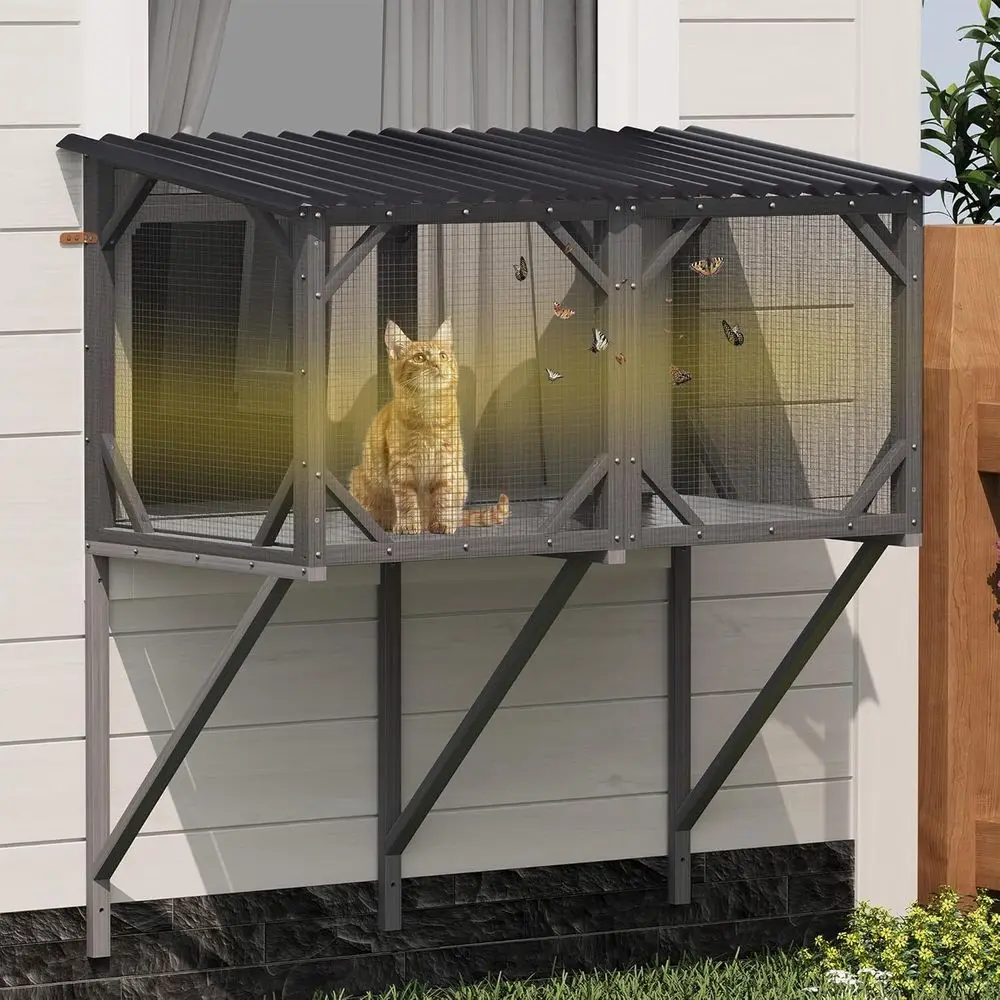 

Уличный корпус Catio с защитой от ошибок, оконный ящик для больших кошек — окунь для загара с экраном от насекомых, всепогодная птица Wa