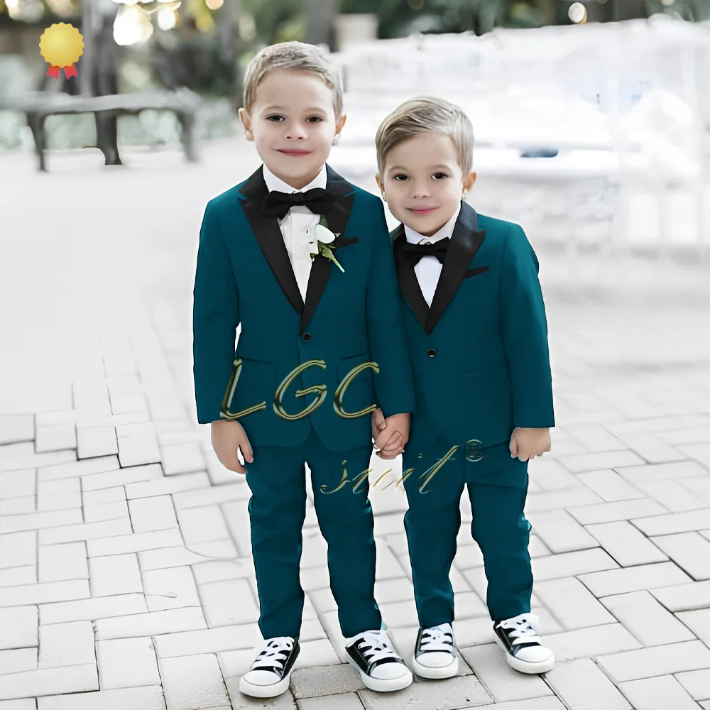 Single-button shawl collar wedding dress suit (jacket + trousers) for boys aged 2 to 16 years old, children's custom suit