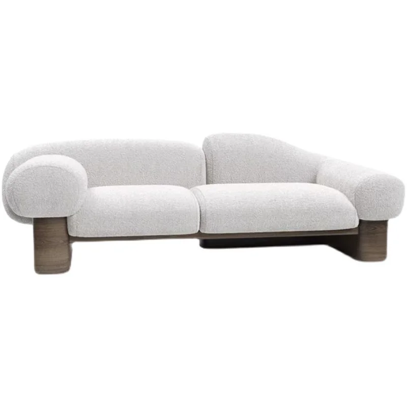 

Light luxury creative modern sofa simple design solid wood foot fabric rice cake multi-person white