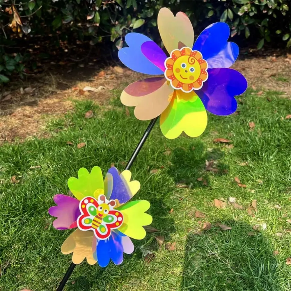 Multistyles Kleurrijke Zonnebloemen Windmolenfilm Kleurveranderende PVC Bee Windmolen Verhogen Dubbellaags