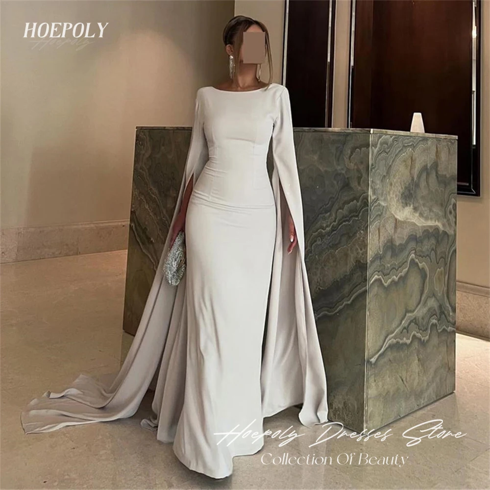 Hoepoly Luxury Simple Full Sleeve Evening Dress For Woman Summer Style Fashion Simple Classy Party Long Prom Gown New 2023