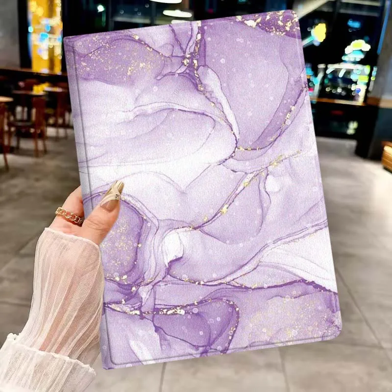 

Purple Gold Marble For Apple iPad Pro Mini A16 A17 A14 4 5 6 7 6th 7th Gen 9.7 12.9 11 13 M4 inch Tablet Case Soft