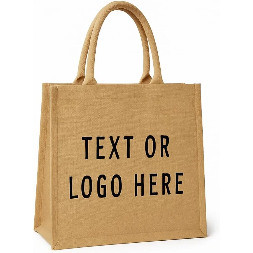 

Personalized Jute Bag With Text Or Logo, Bulk Customized, Burlap Tote Bag For Shopping, Bride, Bridesmaid, Gifts