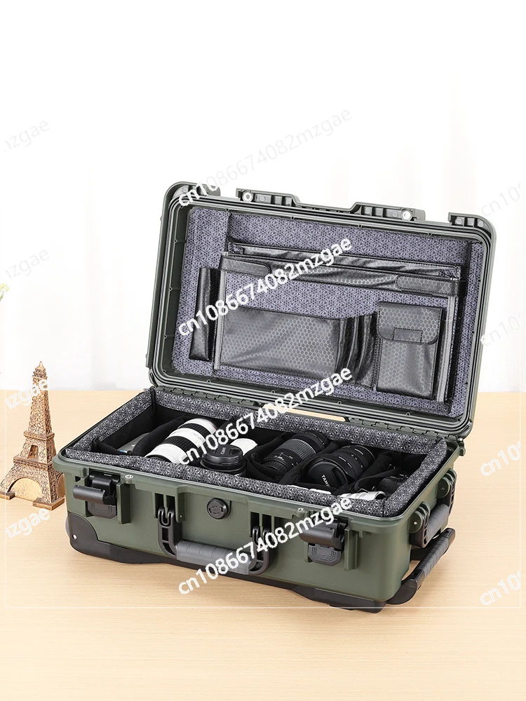 Trolley Tool  SLR Camera Moisture-proof Lens Protection  Instrument Equipment Box with Shock-proof Sponge Sealing