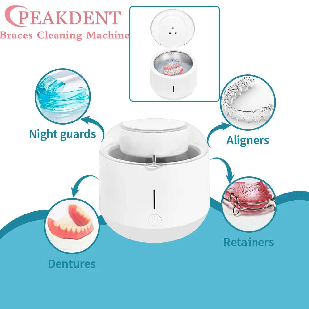 Dental Ultrasonic Cleaner Bath For Invisible Braces Household Jewelry Watch Cleaning Aligner Retainer Denture Teeth Washing