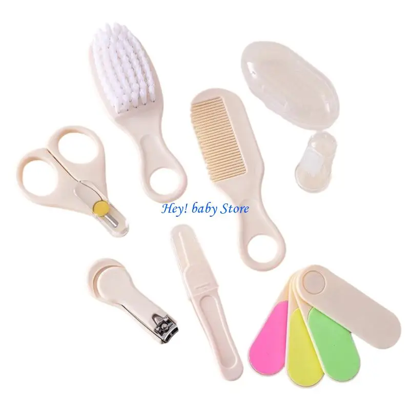 

Q1FE Complete Baby Care Set with Hair Brush Comb Toothbrush Nails Clippers Scissors and Nails File for Infants