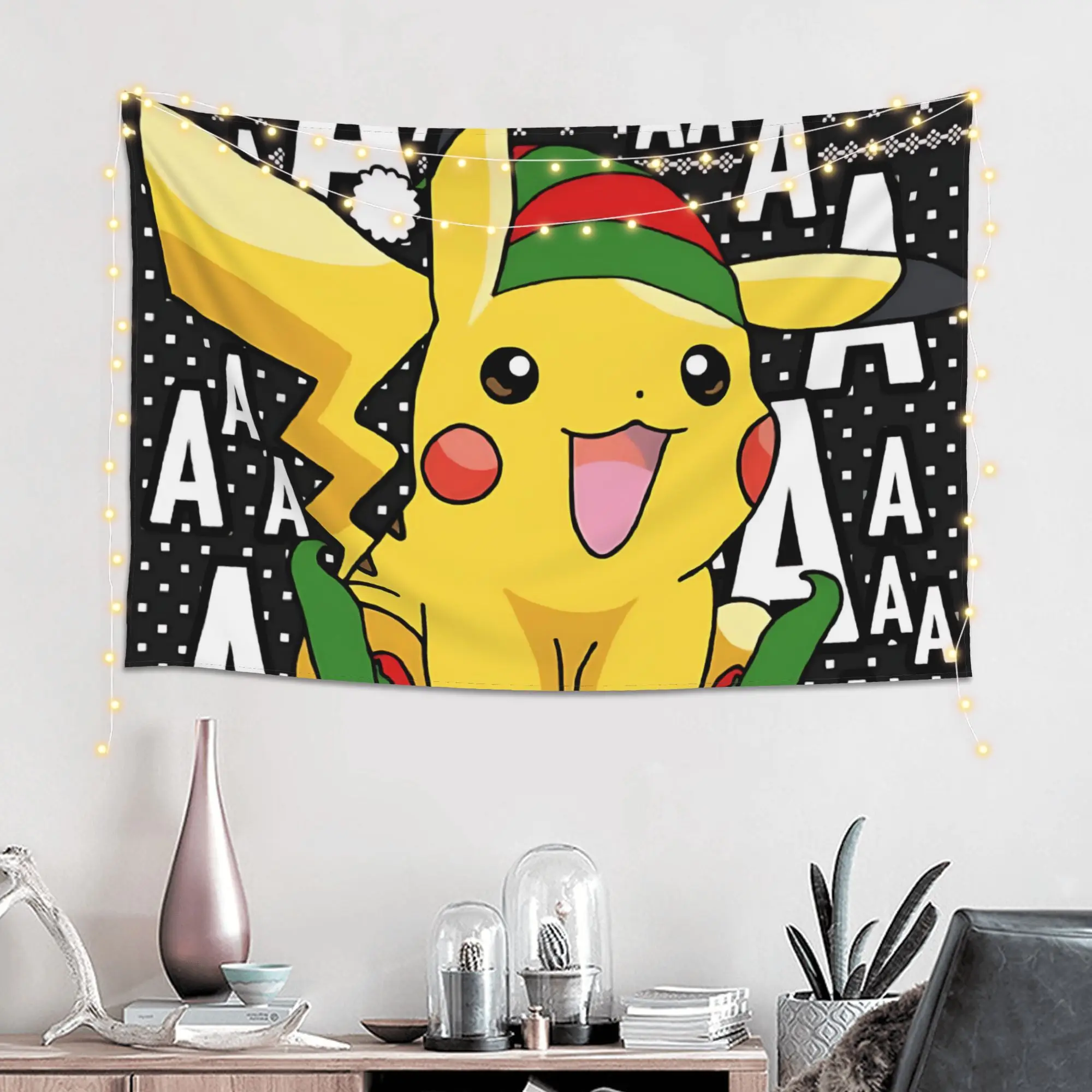 Cutecore Pokemon Pikachu Christmas Snow Tapestry Bedroom Decoration  Wall Hanging Blanket Tapestry Cool Stuff For Room