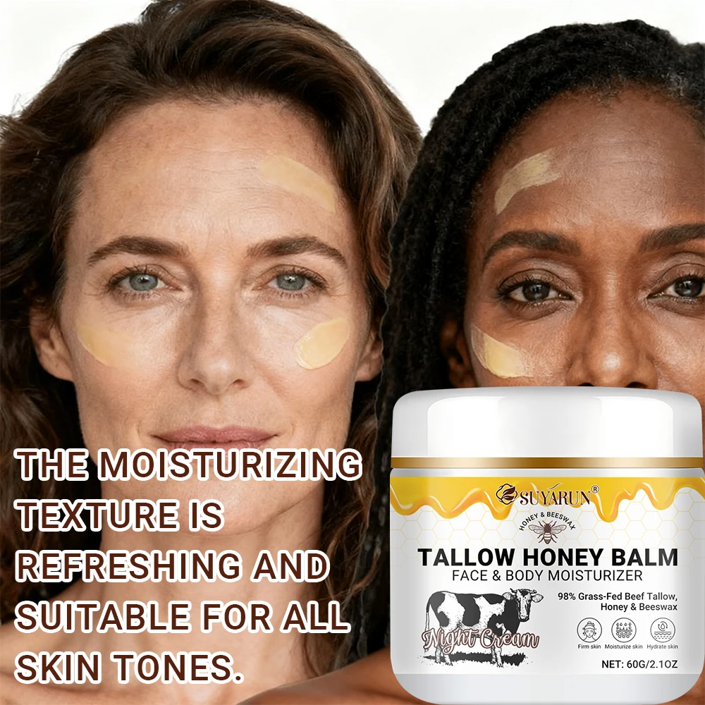 SUYARUN Ultra-Nourishing Tallow Face & Body Cream with Honey&Vitamin C – Moisturizing Skincare for Dry Skin, Natural Anti-Aging.