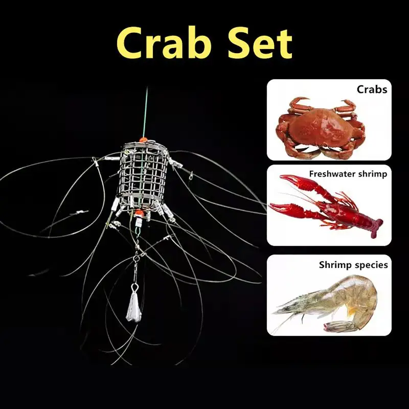 Herramienta para Capturar Cangrejos, Jaula Trampa para Peces de Acero Inoxidable de 12 Aros con Cuerdas para una Recolección Eficiente de Mariscos