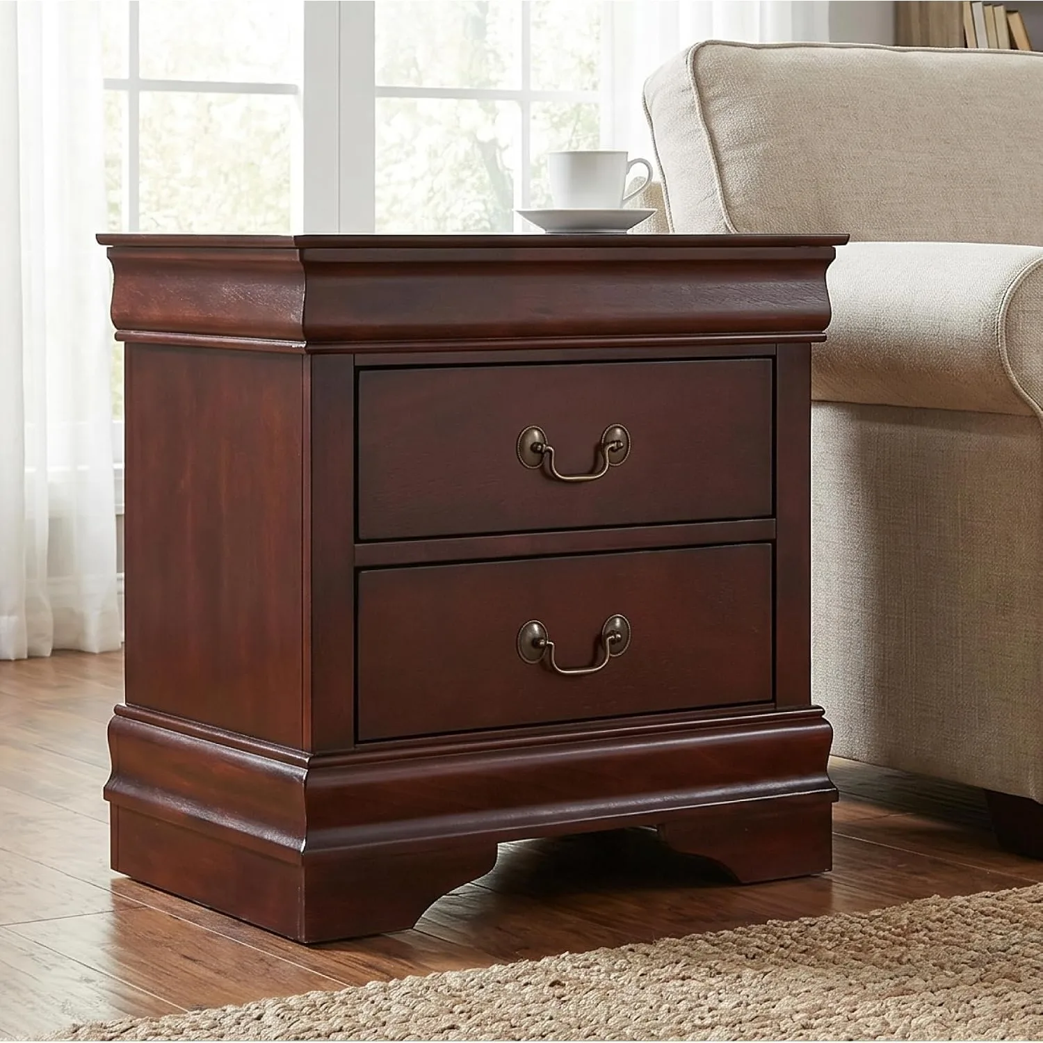 Alisdair 2 Drawer Nightstand, Reddish Brown