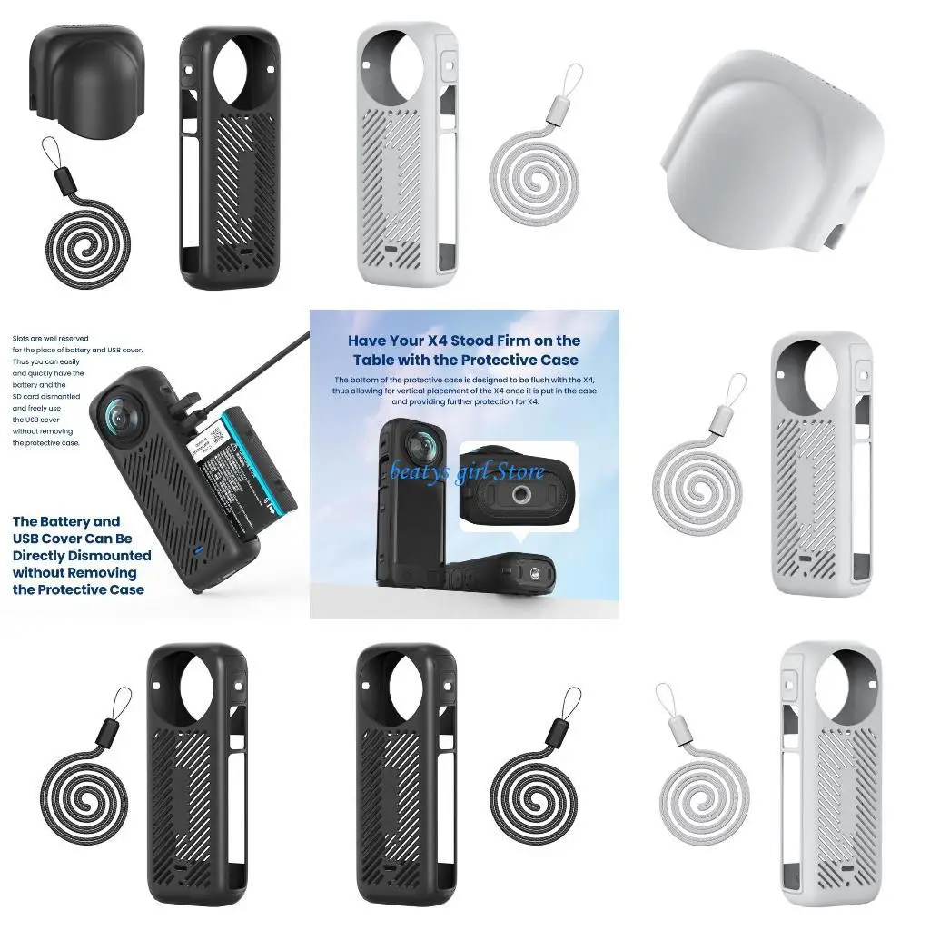 

C7AB Camera Lens Cover Prevent Scratches for 360 Camera Silicone Sleeve