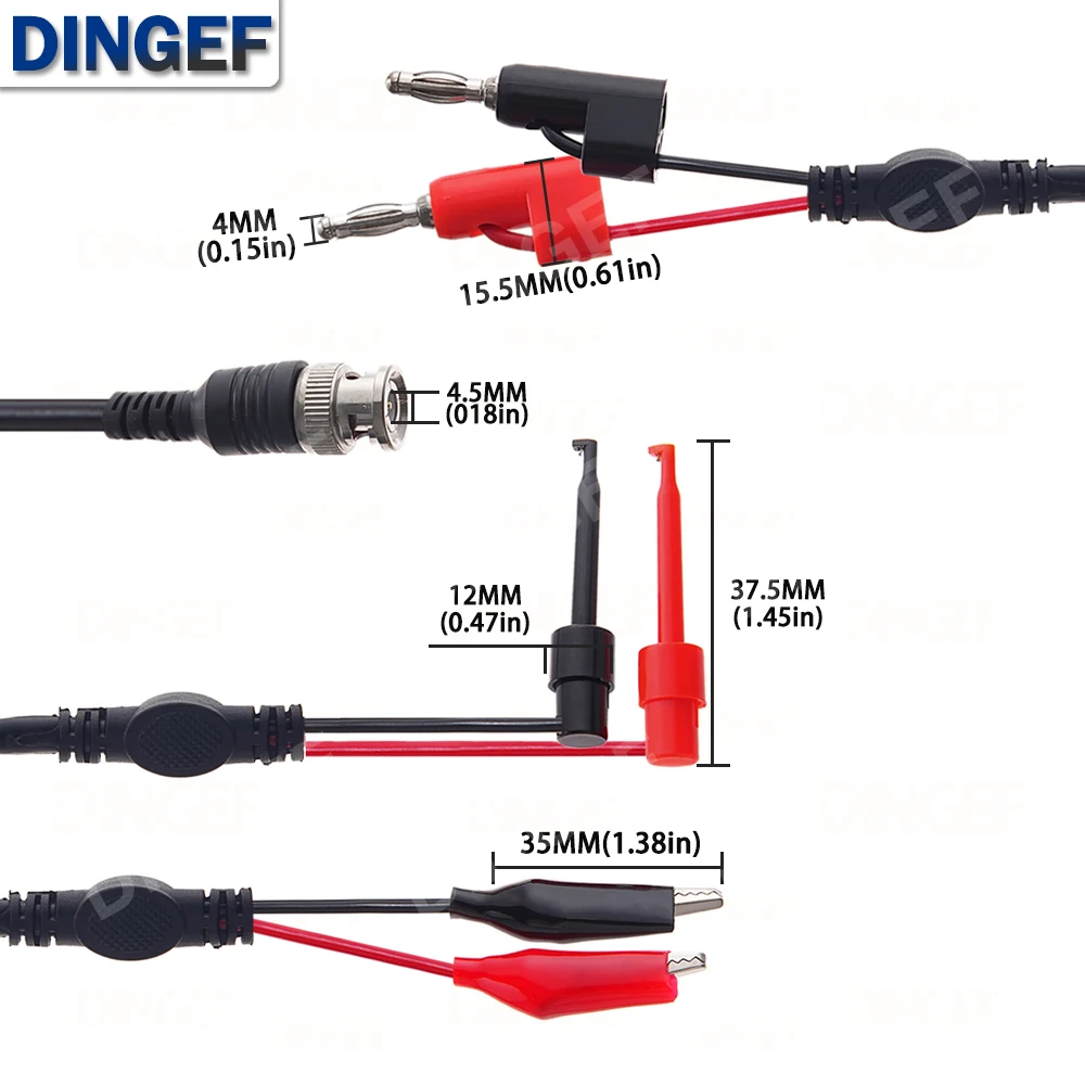 BNC Male Plug to 4mm Banana Stackable Plug Crocodile clip Lead Probe Q9 Testing Mult Cable Cord 50ohm RF Coaxial Tangerrf