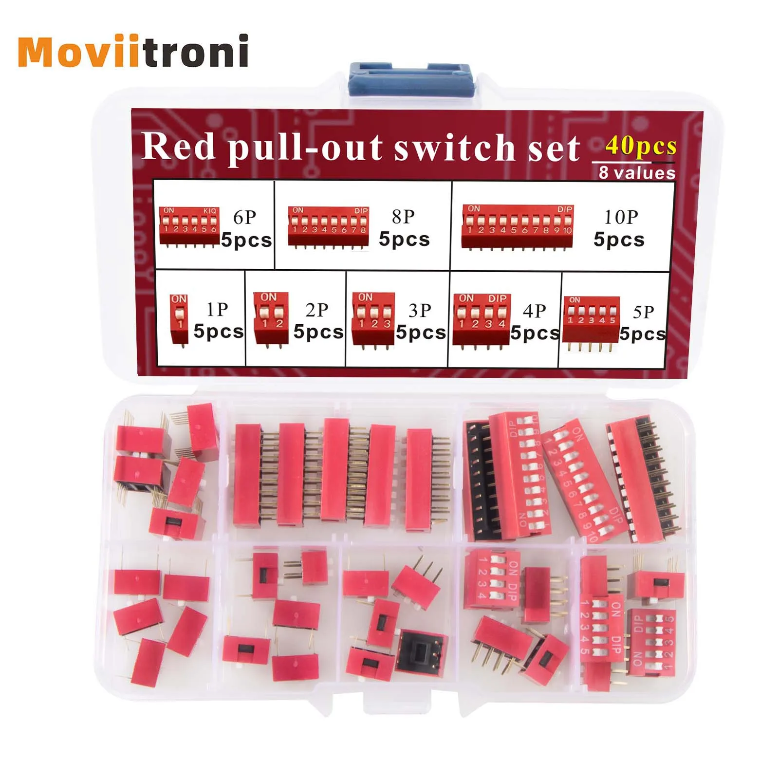 30/40pcs Slide Type Dip Switch Double Row Switches Module 2.54mm 1 - 12 Position For Circuit Breadboards