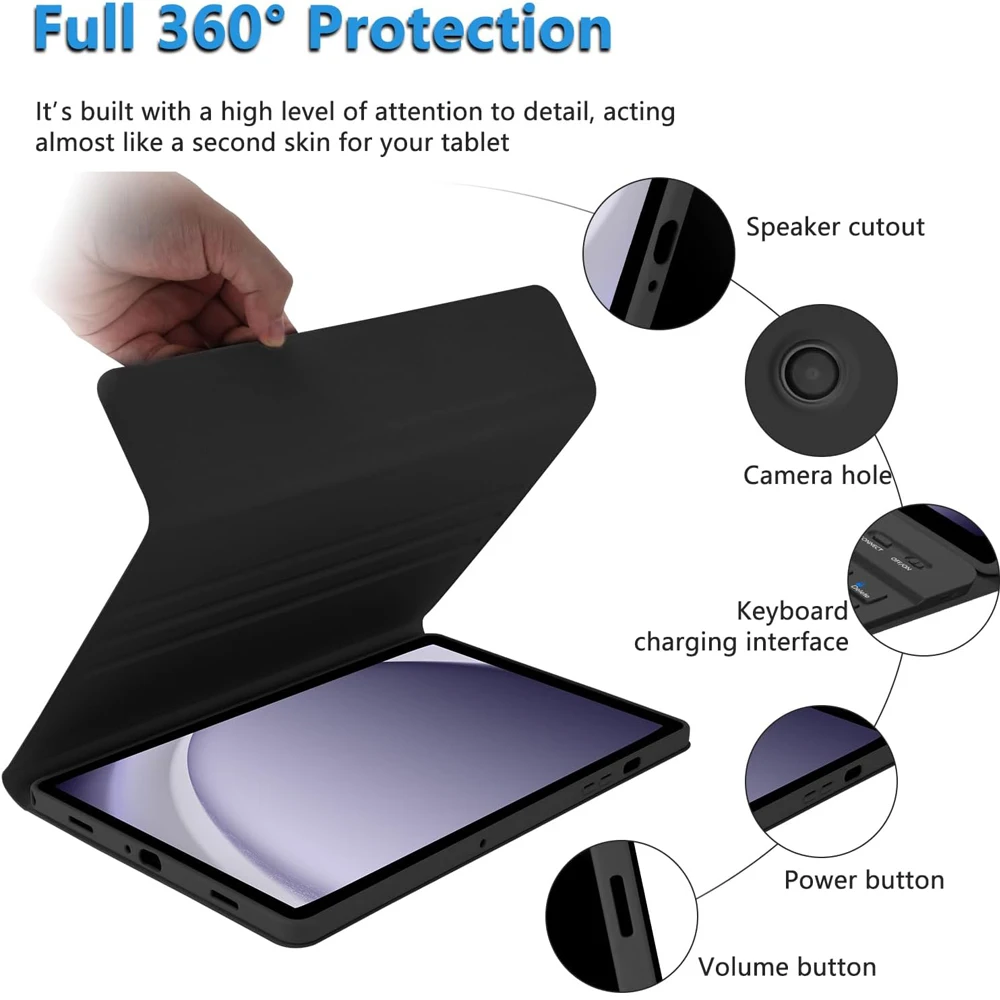 삼성 갤럭시 탭 A9 플러스 11인치용 케이스(모델:SM-X210/X216/X218),펜 슬롯이 있는 삼성 탭 A9+용 분리형 키보드 커버