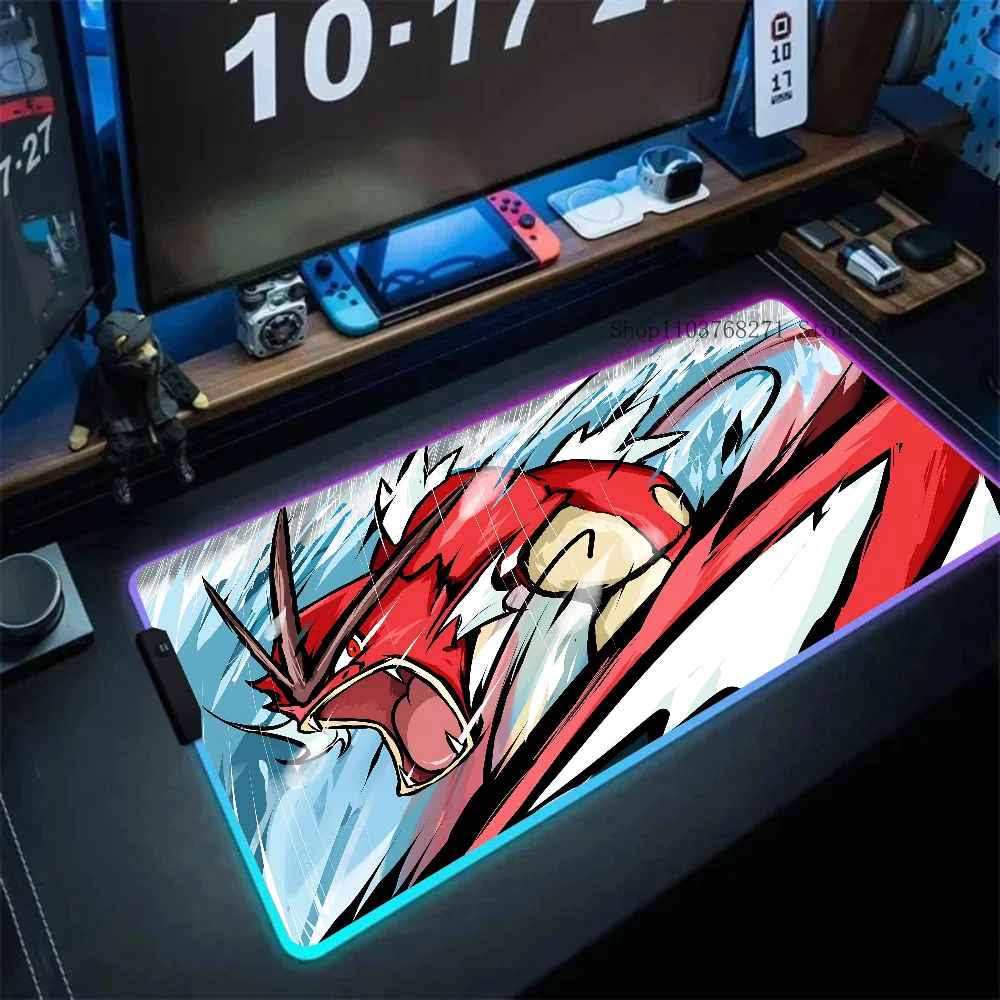P-Pokemon Mousepad XXL RGB Gaming Mouse Pads HD Black Gamer Accessories Large LED