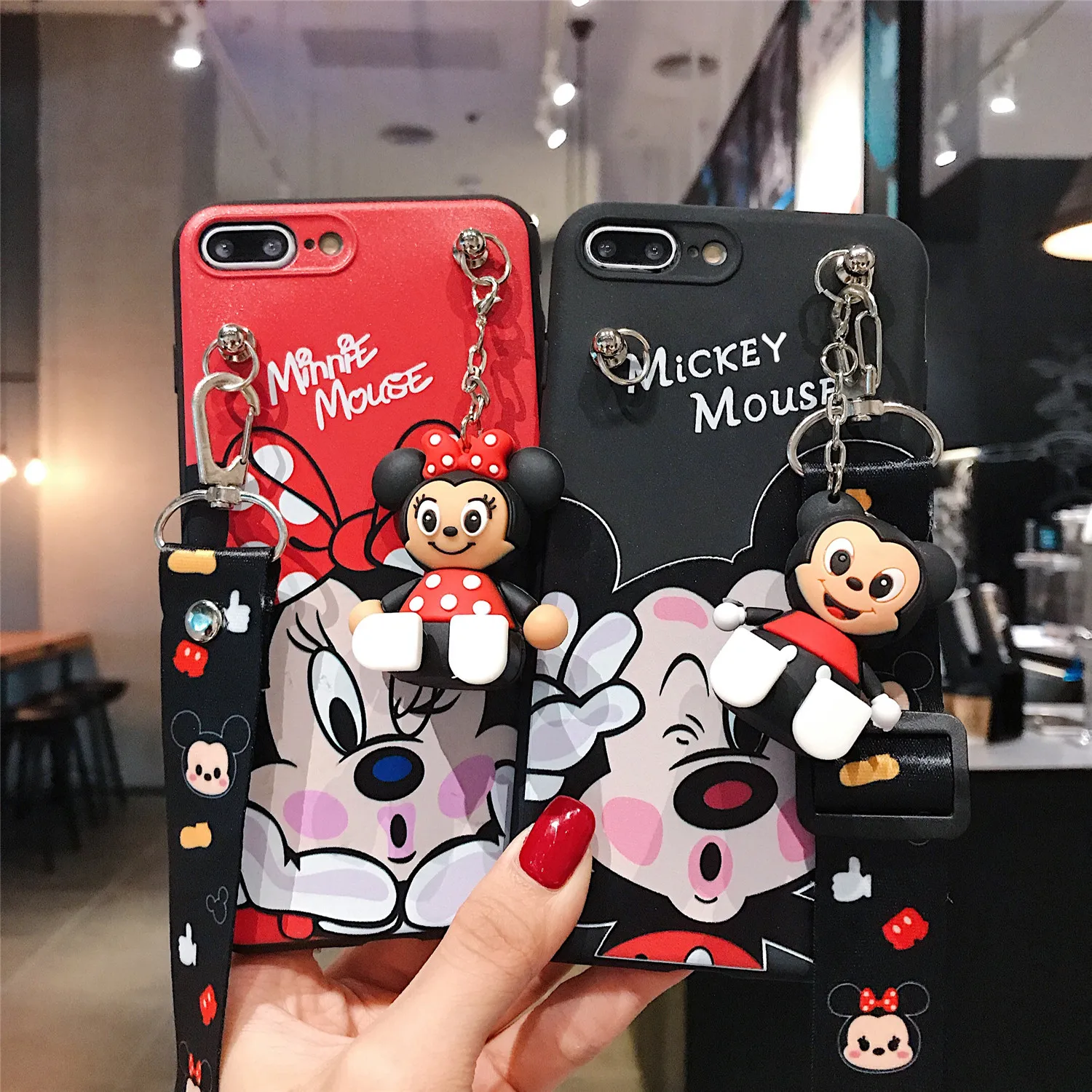 Чехол Минни Микки для Samsung Galaxy A10s A20s A30 A50 A70 A12 A11 A71 A51 A52 A22 A32 A72 A13 A14 A53 A03s, чехол с веревкой-держателем