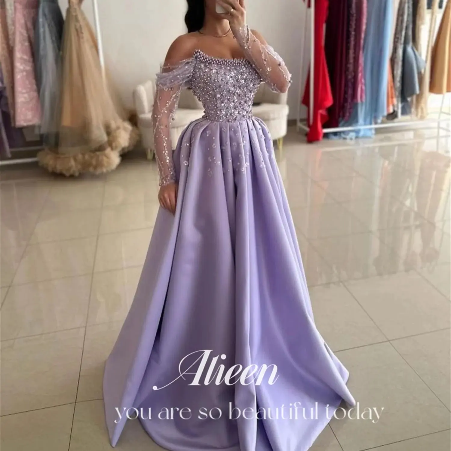 Aileen Customized Bead Dresses Gala Women's Evening Festive Dress Elegant Gown Rhinestones Party Woman Special Occasions Prom