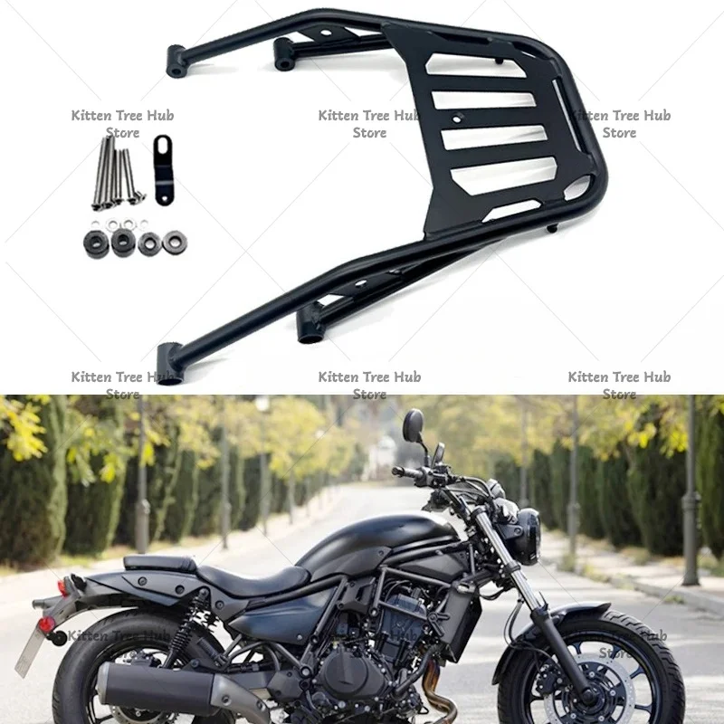 Motorcycle Black Rear Luggage Rack Carrier Case Top Box Support Holder Bracket Fit for 500 2023-2025