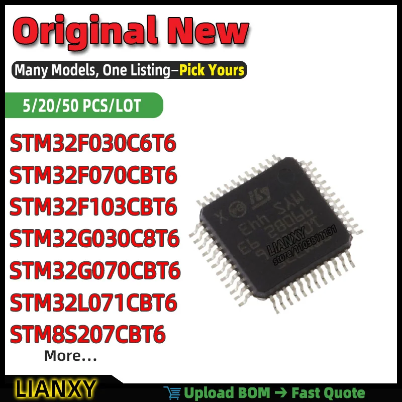 STM32F030C6T6 STM32F103CBT6 STM32G030C8T6 STM32F070CBT6 STM8S207CBT6 STM32G070CBT6 STM32L071CBT6 STM32L431CBT6 LQFP-48