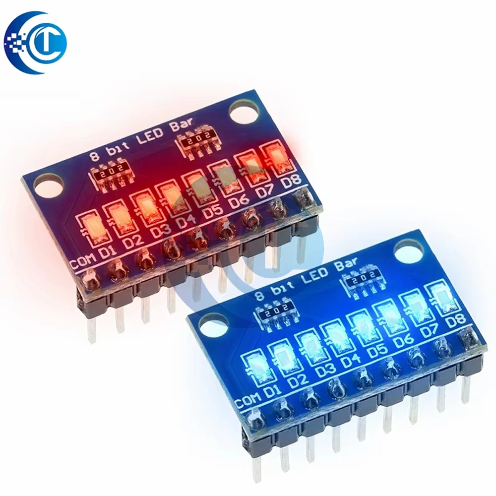 3.3V 5V 8 Bit Blue /  Red Common Anode / Cathode LED Indicator Module Diy Kit For Arduino NANO UNO Raspberry pi 4 Nodemcu V3