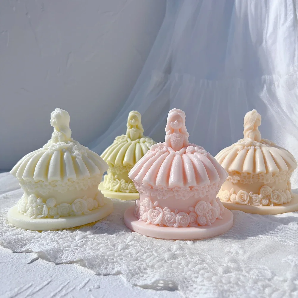 Princess Wedding Dress Cake Shape Candle Mold Valentine's Day Gift idea Girl Doll Cake Art Silicone Mold Home Decor Wedding Gift