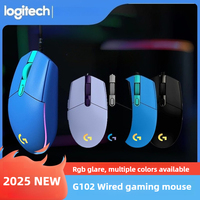 Logitech G102 Mouse Ergonomic Mouse Optical 8000DPI 16.8M Color LED Customizing 6 Buttons Wired Pc Gaming Accessories