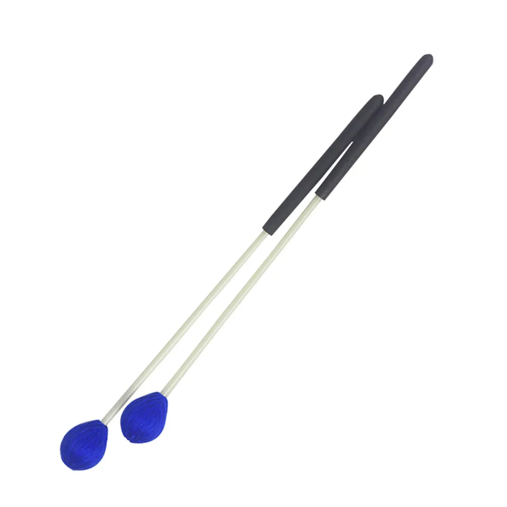 

1Pair Marimba Mallets Medium Hard Yarn Head Blue Polished Beech Handle Great Weight Balance Indoor Outdoor Percussion Sticks