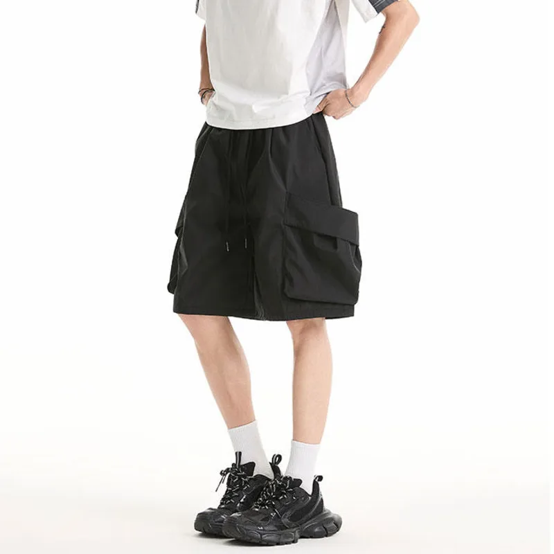 LUZHEN Straight 2026 Summer Original Pockets Decorate Elastic Waist Five-pointed Pants Men Fashion Handsome Sports Shorts JY8466