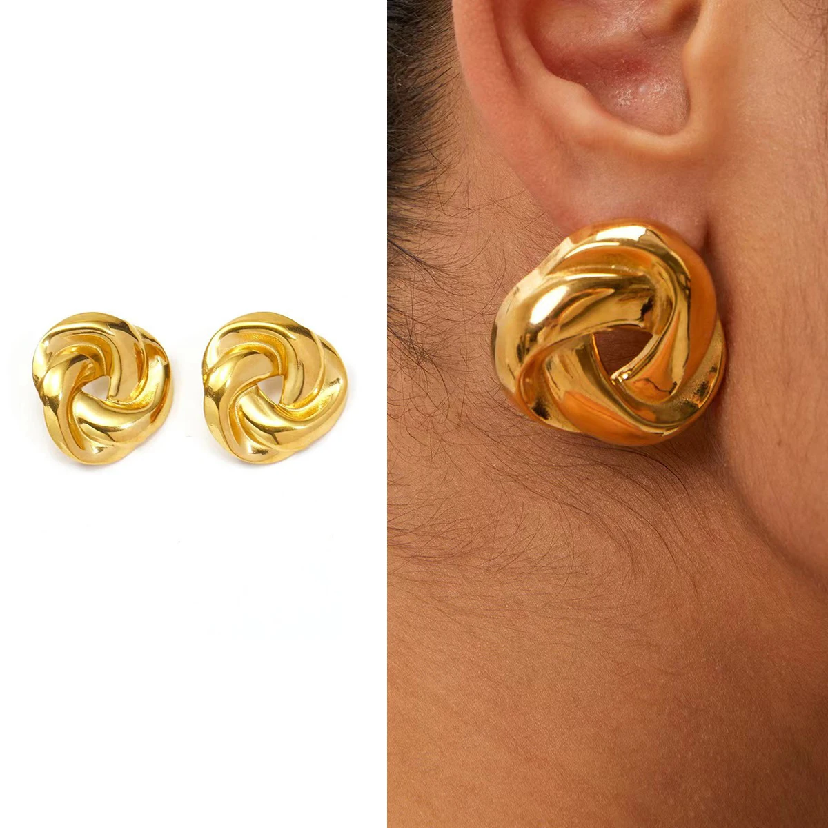 1 pairs Stainless Steel Earrings For Women Gold Color Hollow Geometric Irregular Stud Earring Fashion Elegant Jewelry Gifts
