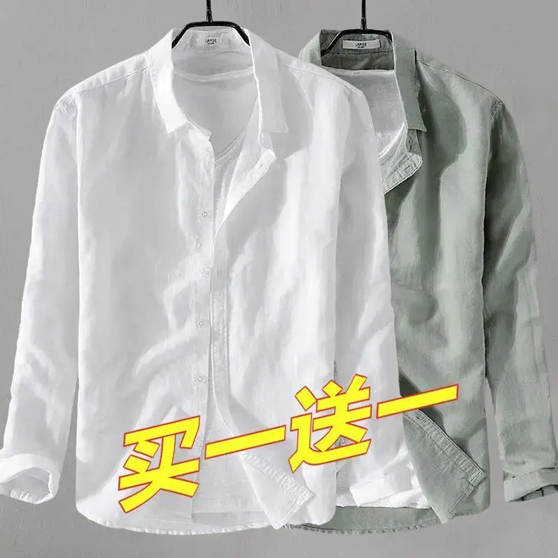 

Мужская летняя льняная верхняя одежда с защитой от солнца irt Тонкая хлопково-льняная повседневная одежда Long Sve Top Faionable Slim Fit Square C...