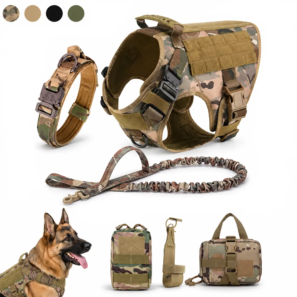 Arnés táctico para perro con correa y asa – Entrenamiento al aire libre