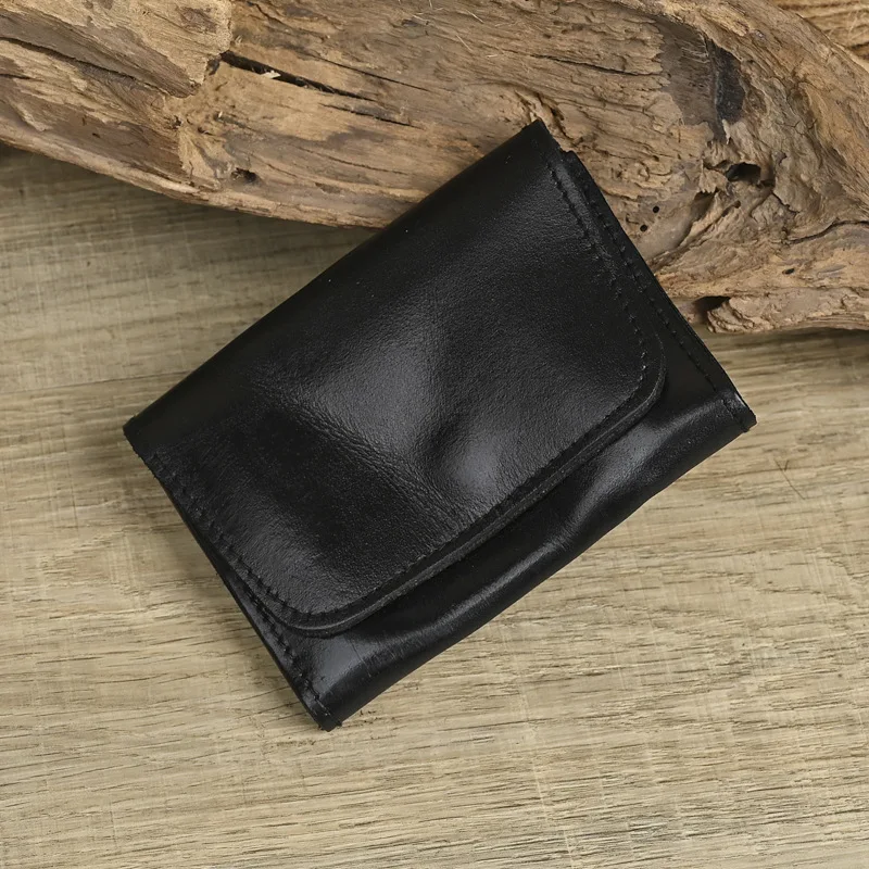 Кошелек из натуральной кожи для мужчин и женщин, брендовые винтажные короткие маленькие мужские кошельки ручной работы, держатель для карт, оригинальный кожаный кошелек для монет