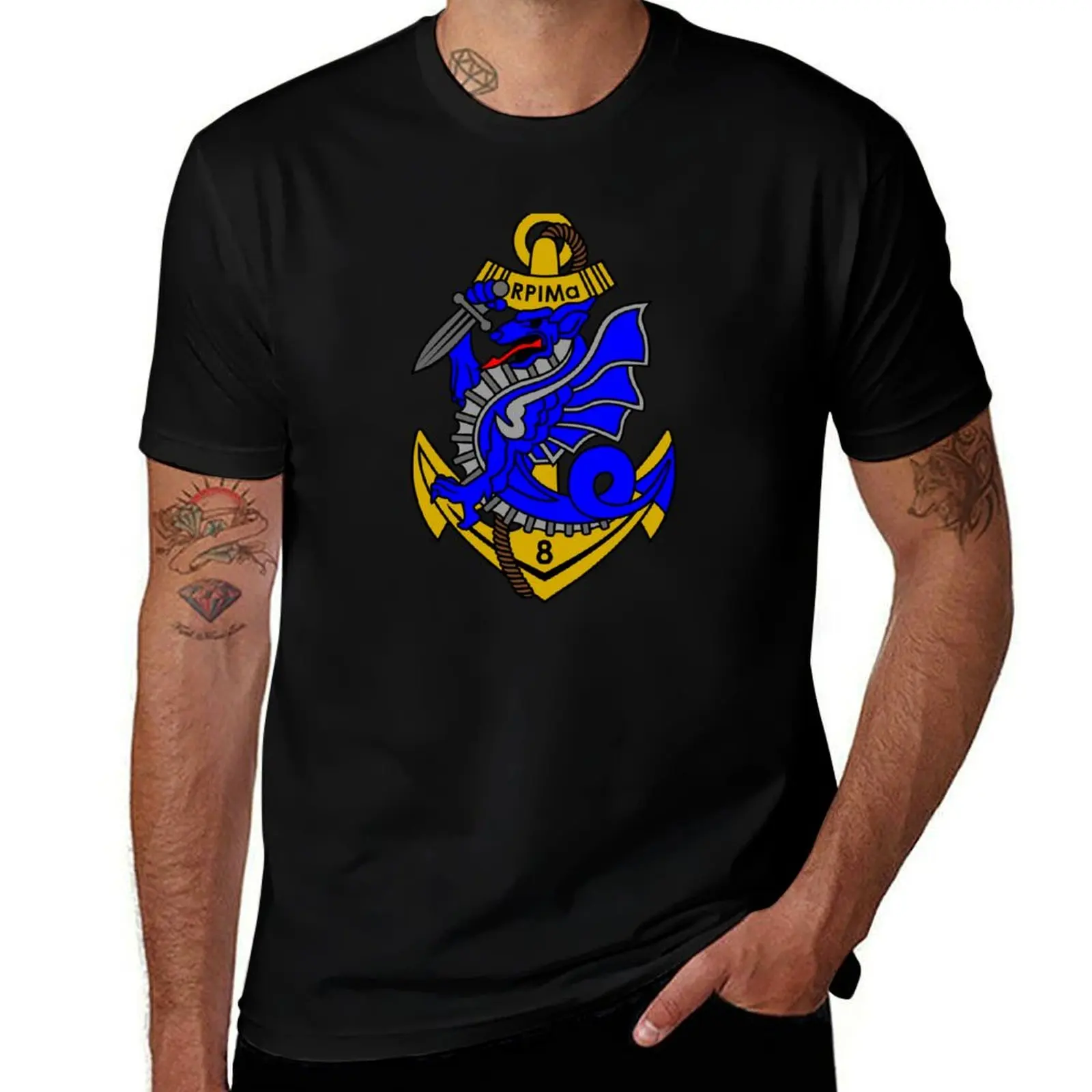 French 8th Marine Infantry Parachute Regiment T-Shirt Art Pattern Printed Casual Top T-Shirt